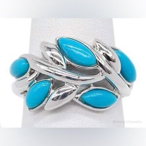 Vintage Designer EA Turquoise Sterling Silver Ring (size 6)